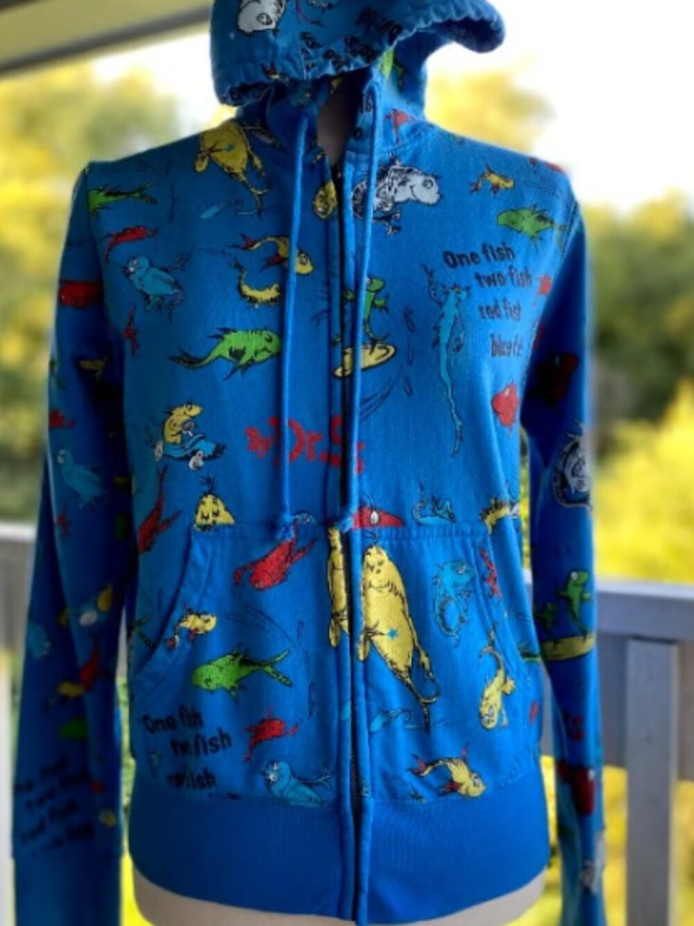 Dr. Seuss One Fish, Two Fish, Red Fish, Blue Fish All-Over Print Zip-Up Hoodie